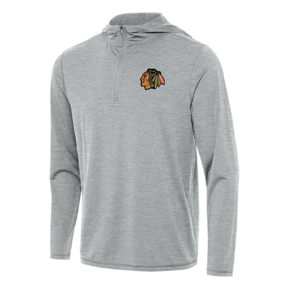 Chicago Blackhawks Antigua Tidy Quarter-Zip Hoodie Heather Gray