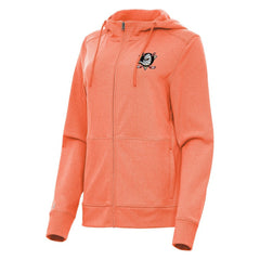 Anaheim Ducks Antigua Women's Seeker Full-Zip Hoodie Heather Orange