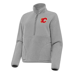 Calgary Flames Antigua Women's Figure Half-Zip Pullover Sweatshirt Gray