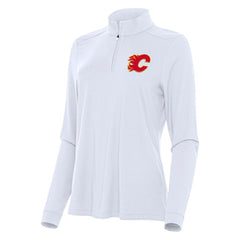 Calgary Flames Antigua Women's Intent Quarter-Zip Top White