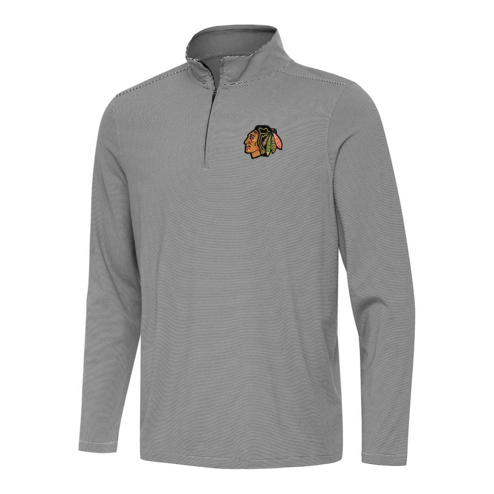 Chicago Blackhawks Antigua Twine Quarter-Zip Top Black