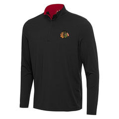 Chicago Blackhawks Antigua Content Quarter-Zip Pullover Top Black/Red