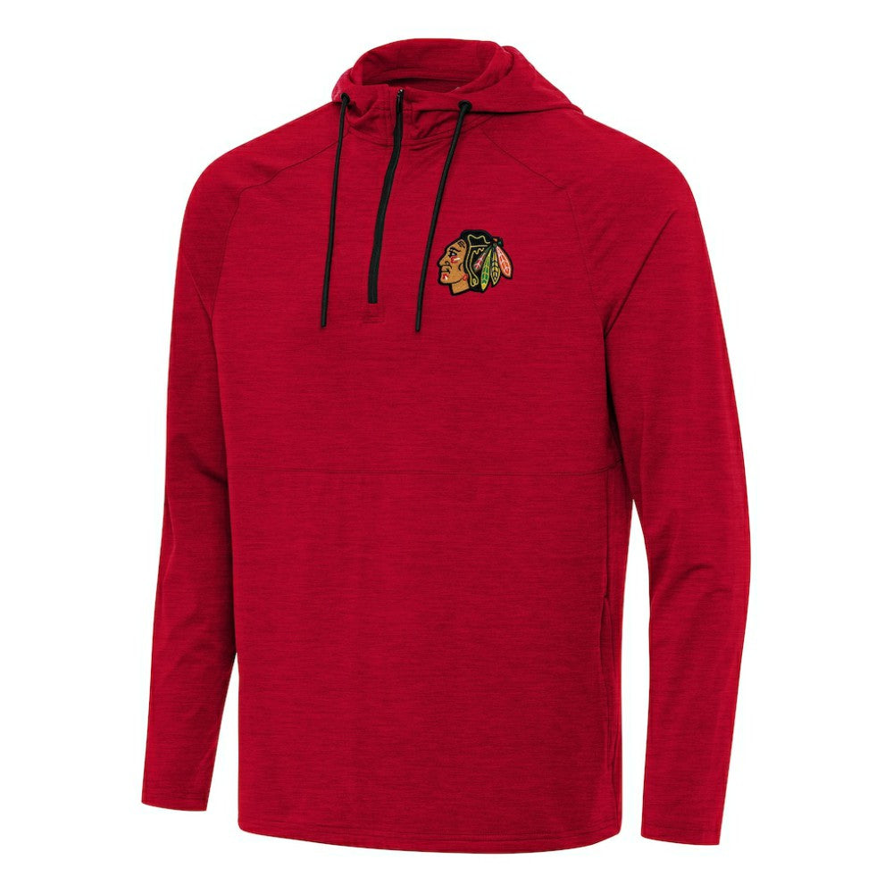 Chicago Blackhawks Antigua Spikes Quarter-Zip Hoodie Heather Red