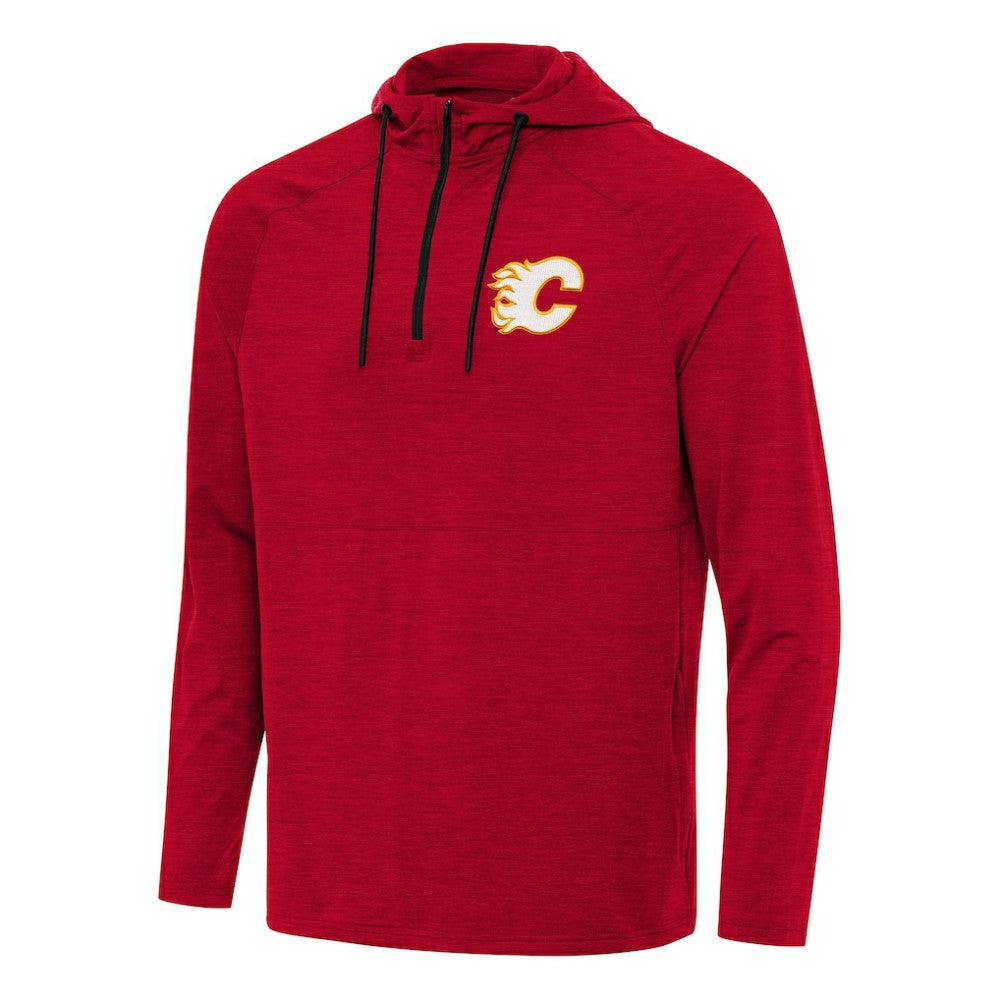 Calgary Flames Antigua Spikes Quarter-Zip Hoodie Heather Red