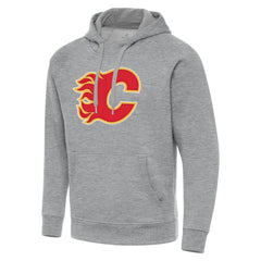 Calgary Flames Antigua Big & Tall Victory Pullover Hoodie Heather Gray