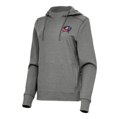 Columbus Blue Jackets Antigua Women's Justice Pullover Hoodie Heather Black