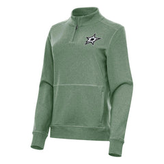 Dallas Stars Antigua Women's Crush Quarter-Zip Fleece Sweatshirt Hunter Green