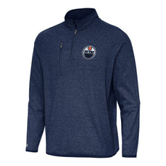 Edmonton Oilers Antigua Certain Quarter-Zip Tri-Blend Sweatshirt Heather Navy