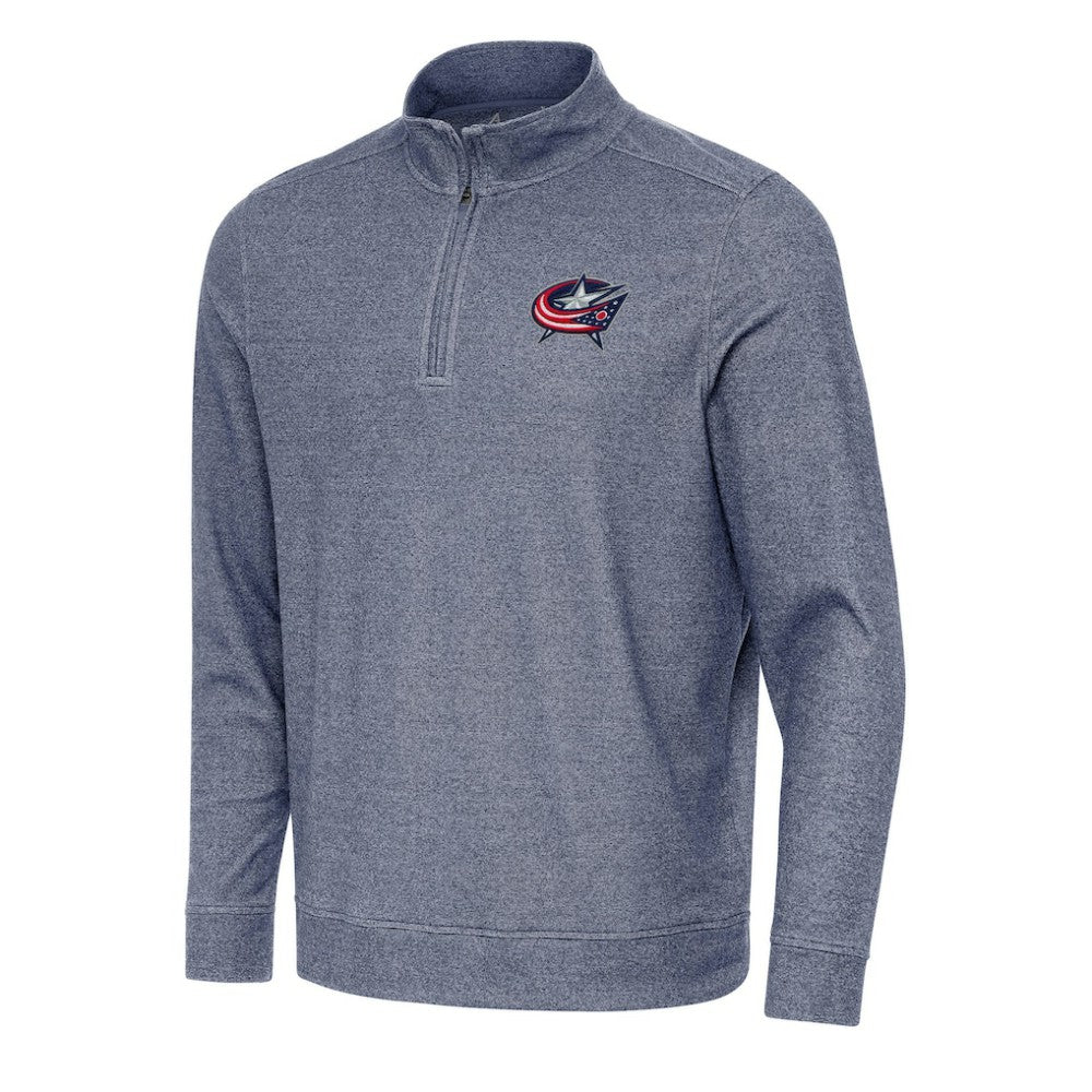 Columbus Blue Jackets Antigua Subtle Quarter-Zip Sweatshirt Heather Navy