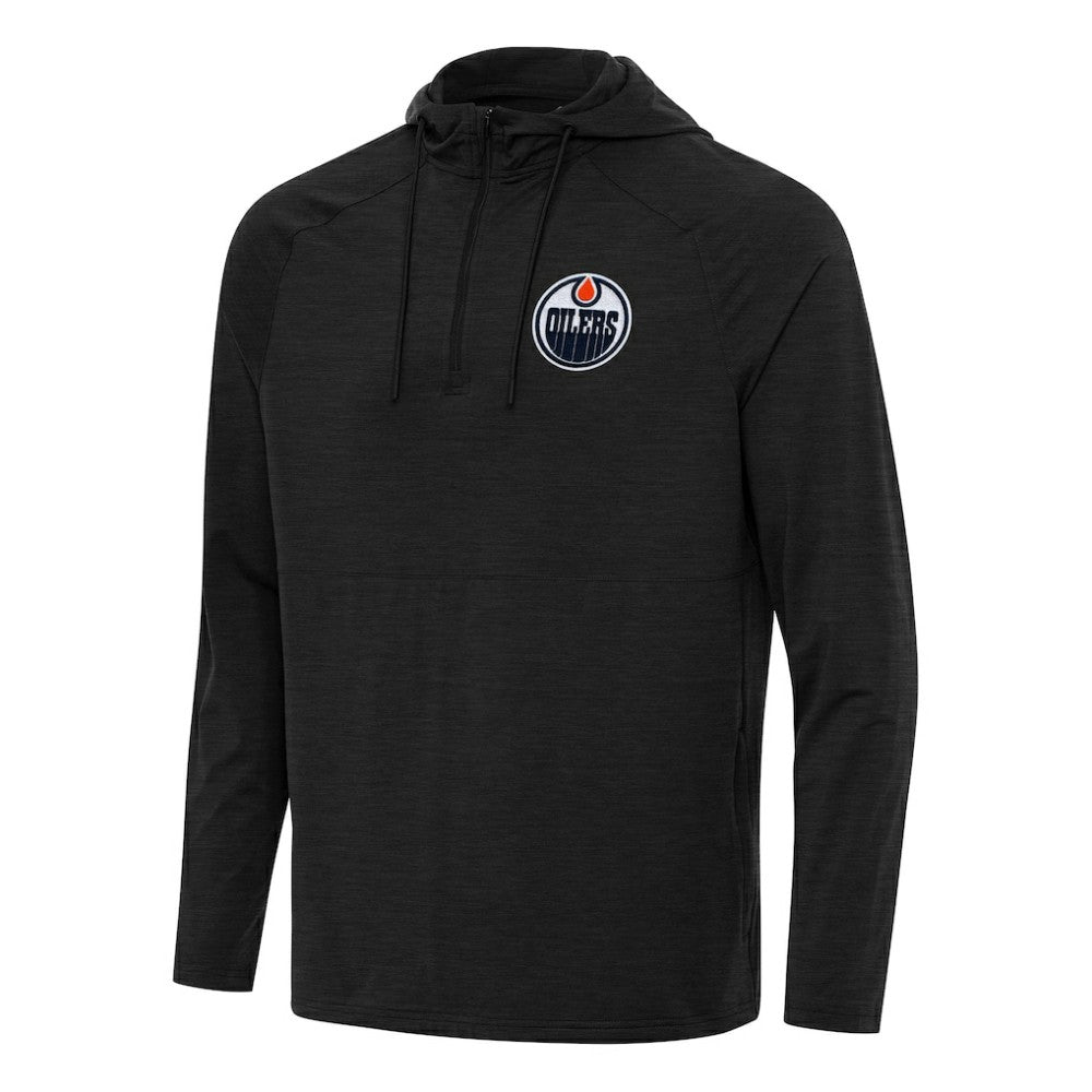 Edmonton Oilers Antigua Spikes Quarter-Zip Hoodie Heather Black