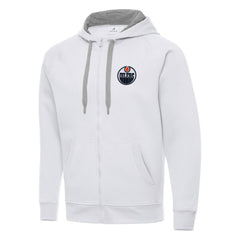 Edmonton Oilers Antigua Big & Tall Victory Full-Zip Hoodie White