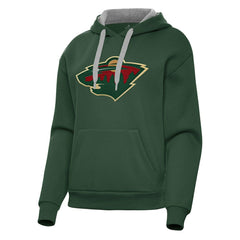 Minnesota Wild Antigua Women's Victory Pullover Hoodie Hunter Green