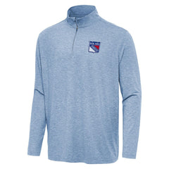 New York Rangers Antigua Hunk Quarter-Zip Top Heather Blue