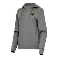 Minnesota Wild Antigua Women's Justice Pullover Hoodie Heather Black