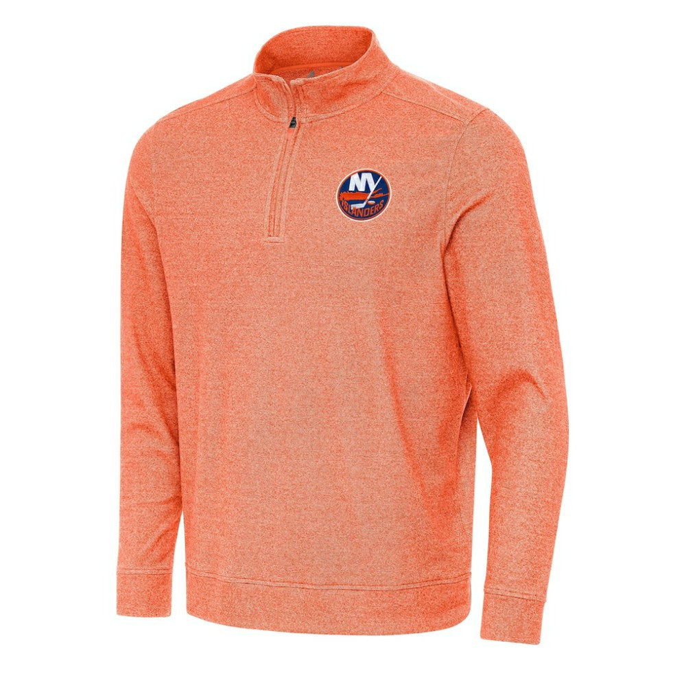 New York Islanders Antigua Subtle Quarter-Zip Sweatshirt Heather Orange