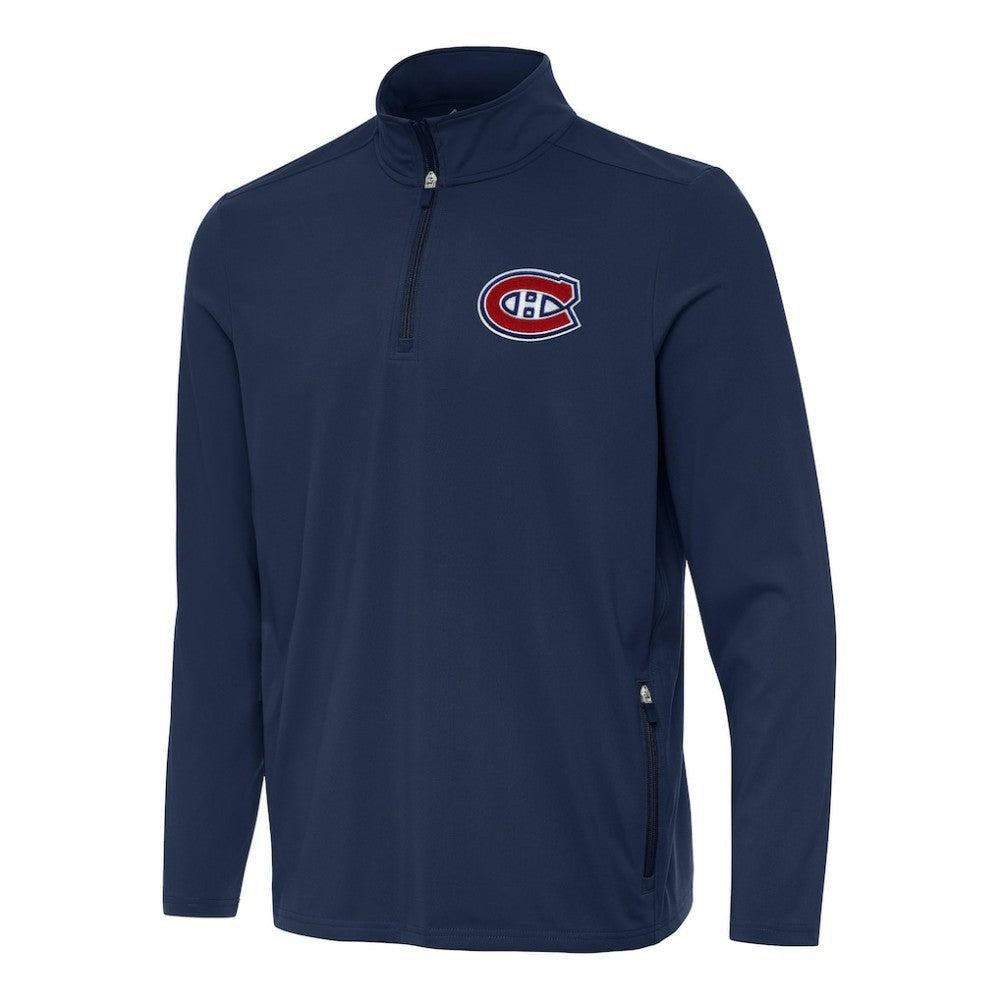 Montreal Canadiens Antigua Perilous Quarter-Zip Sweatshirt Navy
