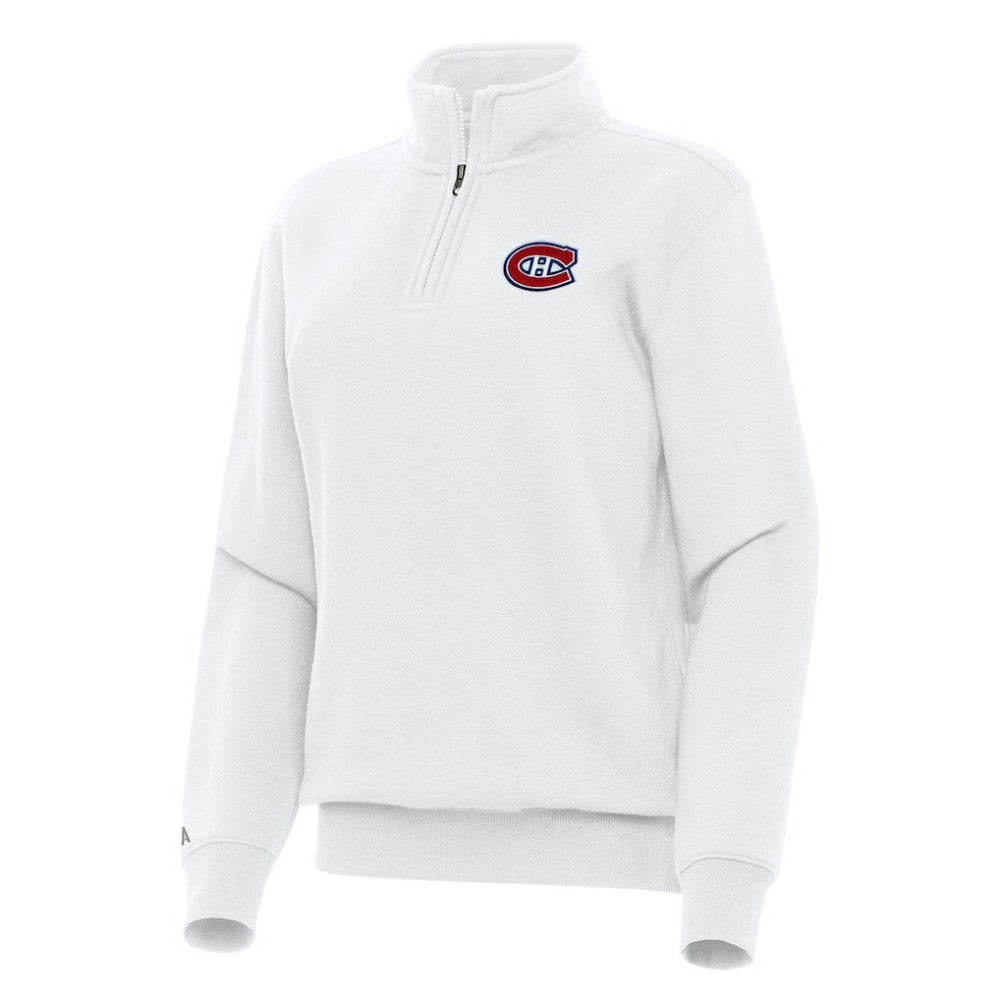 Montreal Canadiens Antigua Women's Victory Quarter-Zip Sweatshirt White