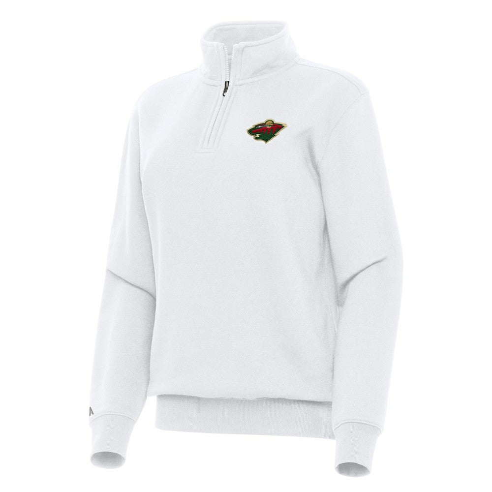 Minnesota Wild Antigua Women's Victory Quarter-Zip Sweatshirt White