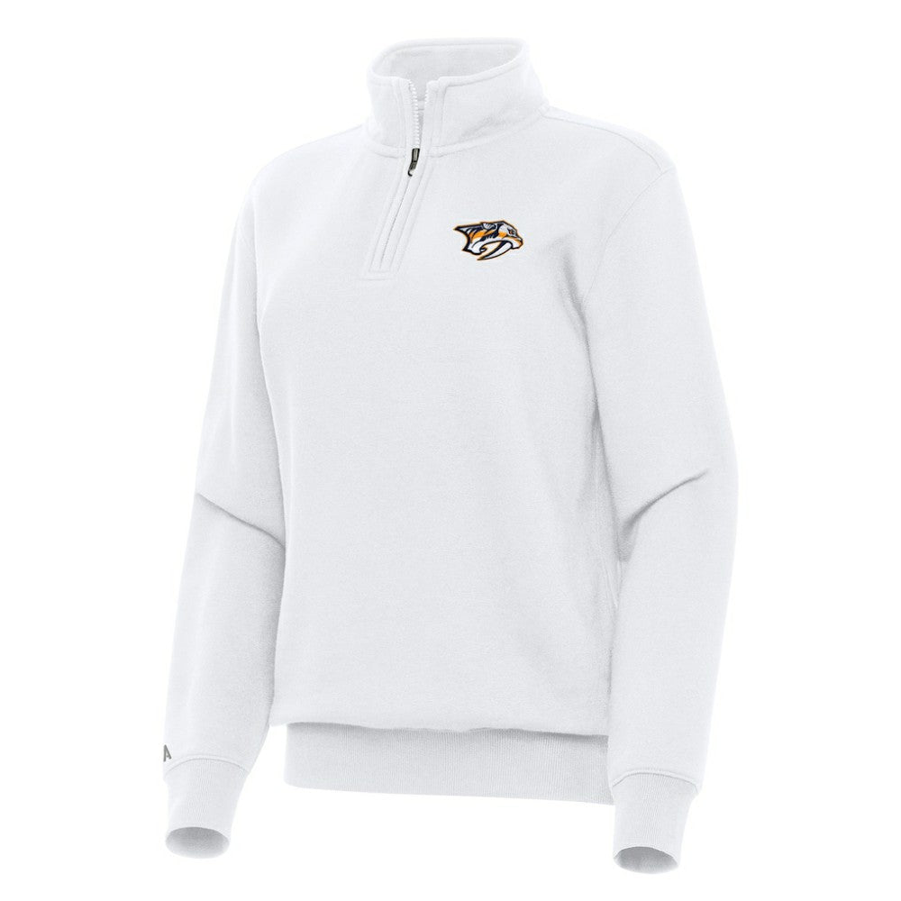 Nashville Predators Antigua Women's Victory Quarter-Zip Sweatshirt White