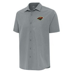 Minnesota Wild Antigua Activate Woven Short Sleeve Button-Up Shirt Gray