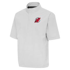 New Jersey Devils Antigua Brisk Quarter-Zip Windbreaker Heather Gray