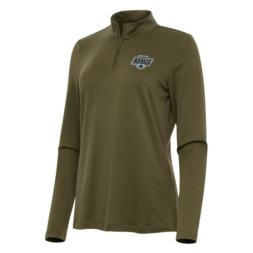 Los Angeles Kings Antigua Women's Reprocess Quarter-Zip Top Olive