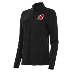 New Jersey Devils Antigua Women's Bright Quarter-Zip Top Heather Black