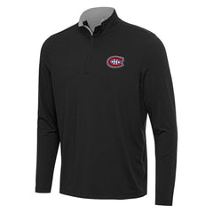Montreal Canadiens Antigua Content Quarter-Zip Pullover Top Black/Gray