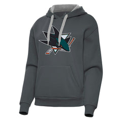 San Jose Sharks Antigua Women's Victory Pullover Hoodie Charcoal