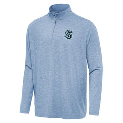 Seattle Kraken Antigua Hunk Quarter-Zip Top Heather Blue