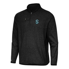 Seattle Kraken Antigua Certain Quarter-Zip Tri-Blend Sweatshirt Heather Black