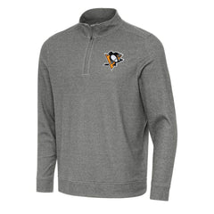 Pittsburgh Penguins Antigua Subtle Quarter-Zip Sweatshirt Heather Black