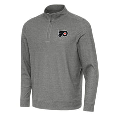 Philadelphia Flyers Antigua Subtle Quarter-Zip Sweatshirt Heather Black