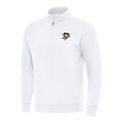 Pittsburgh Penguins Antigua Victory Quarter-Zip Mock Sweatshirt White