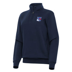 New York Rangers Antigua Women's Victory Quarter-Zip Sweatshirt Navy