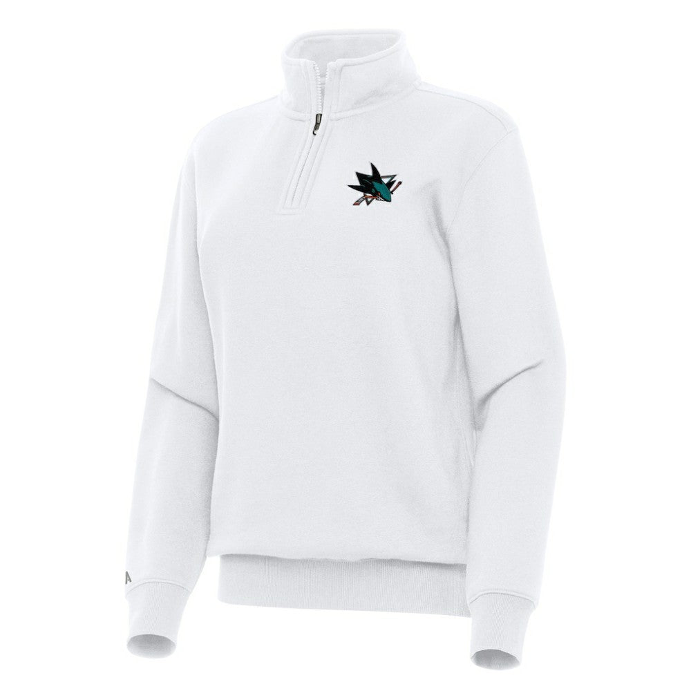 San Jose Sharks Antigua Women's Victory Quarter-Zip Sweatshirt White