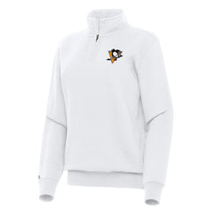 Pittsburgh Penguins Antigua Women's Victory Quarter-Zip Sweatshirt White