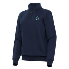 Seattle Kraken Antigua Women's Victory Quarter-Zip Sweatshirt Navy