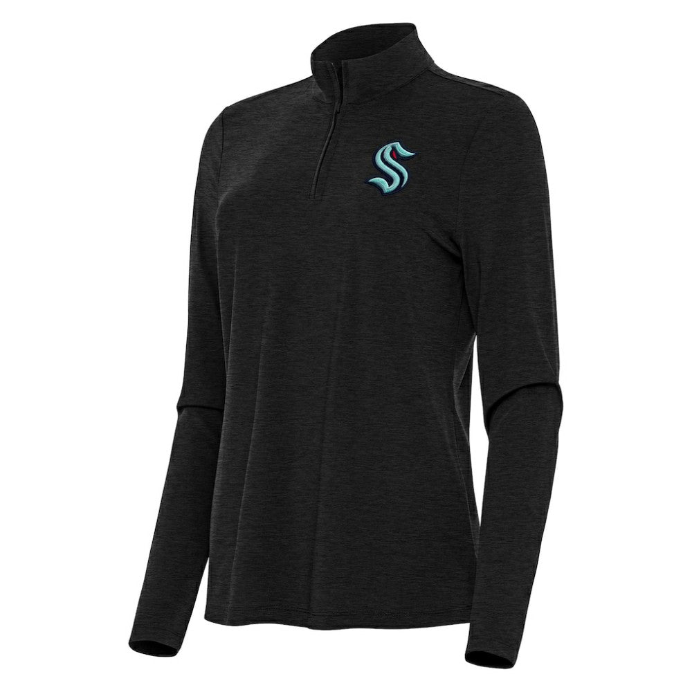 Seattle Kraken Antigua Women's Bright Quarter-Zip Top Heather Black