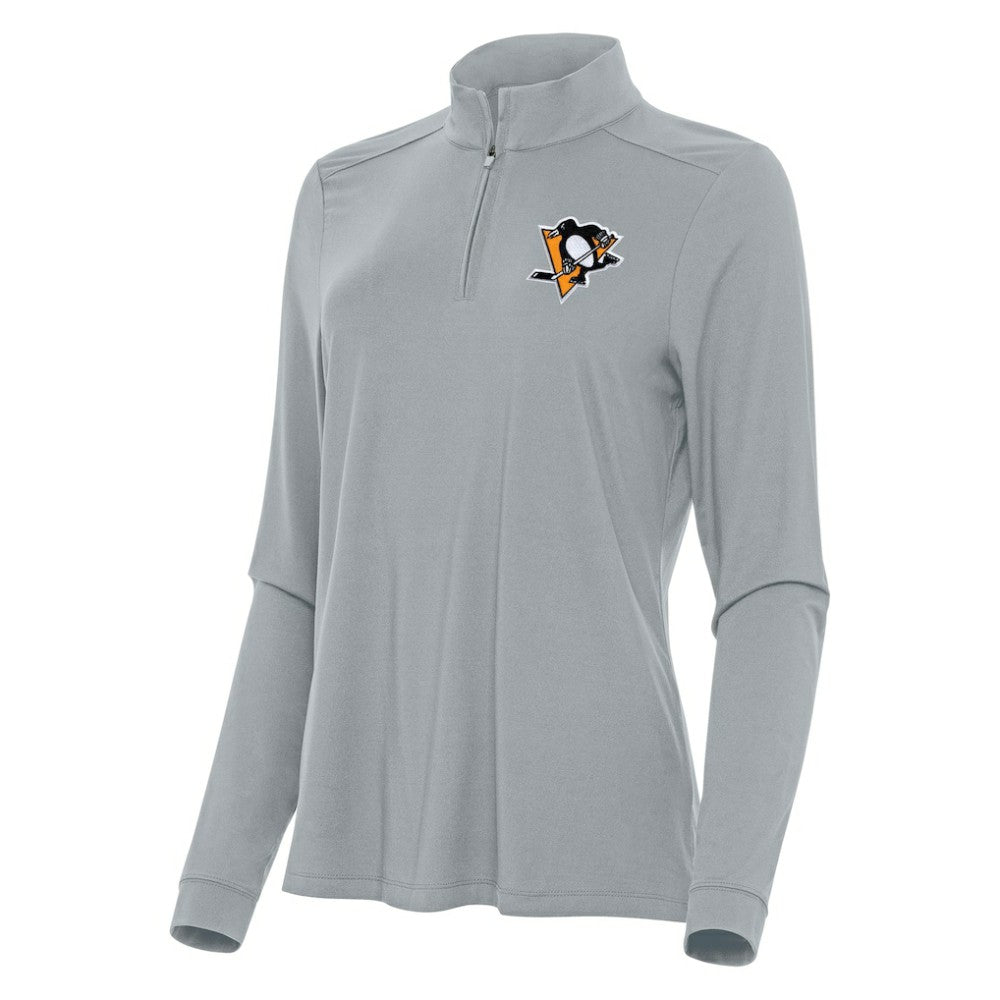 Pittsburgh Penguins Antigua Women's Intent Quarter-Zip Top Gray