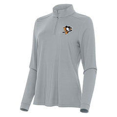 Pittsburgh Penguins Antigua Women's Intent Quarter-Zip Top Gray