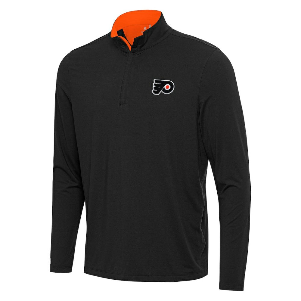 Philadelphia Flyers Antigua Content Quarter-Zip Pullover Top Black/Orange