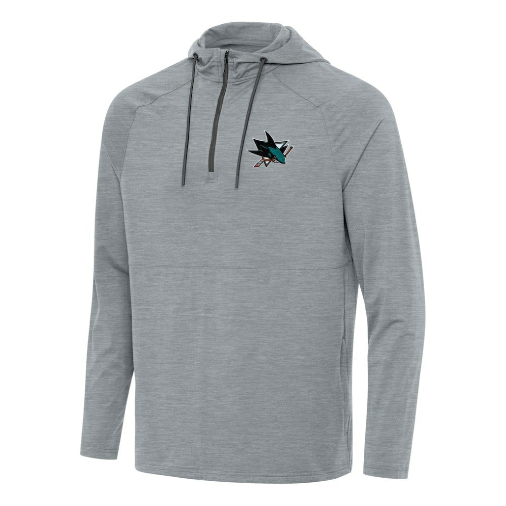 San Jose Sharks Antigua Spikes Quarter-Zip Hoodie Heather Gray