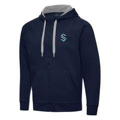 Seattle Kraken Antigua Big & Tall Victory Full-Zip Hoodie Navy