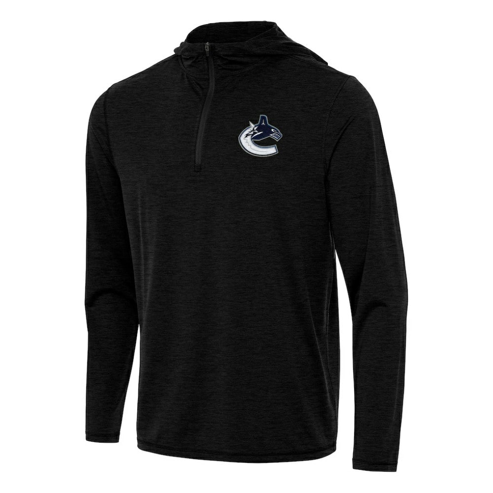 Vancouver Canucks Antigua Tidy Quarter-Zip Hoodie Heather Black