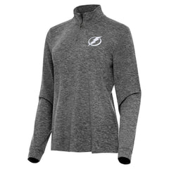 Tampa Bay Lightning Antigua Women's Mentor Quarter-Zip Mock Long Sleeve Top Heather Black