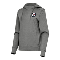 Winnipeg Jets Antigua Women's Justice Pullover Hoodie Heather Black