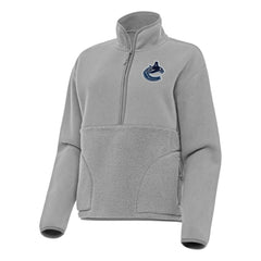 Vancouver Canucks Antigua Women's Figure Half-Zip Pullover Sweatshirt Gray