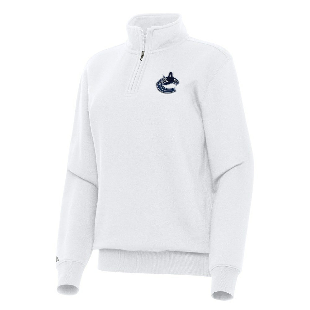 Vancouver Canucks Antigua Women's Victory Quarter-Zip Sweatshirt White