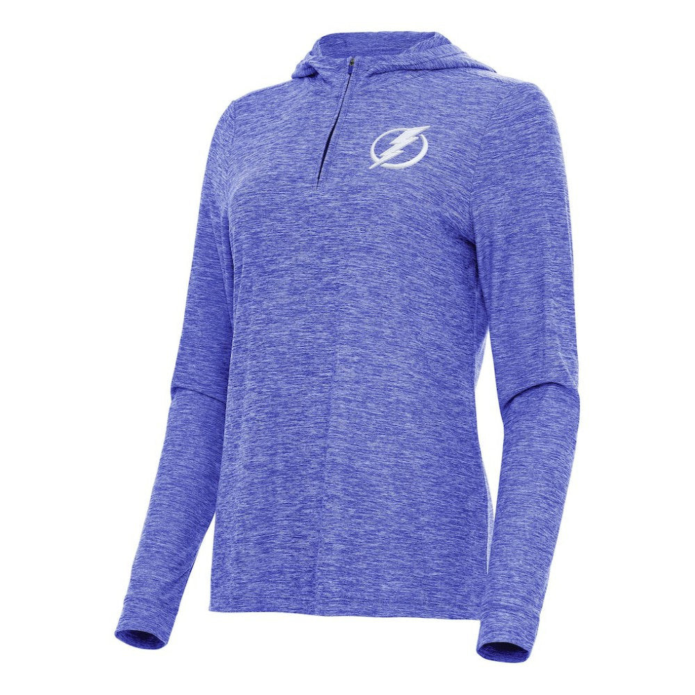 Tampa Bay Lightning Antigua Women's Daybreak Quarter-Zip Hoodie Heather Blue